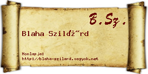 Blaha Szilárd névjegykártya