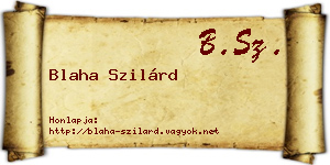 Blaha Szilárd névjegykártya